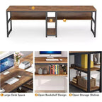 Scrivania per computer marrone chiaro da 200 cm