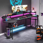 Scrivania da gioco a LED nera da 74,8"