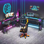 Scrivania da gioco a LED nera da 74,8"