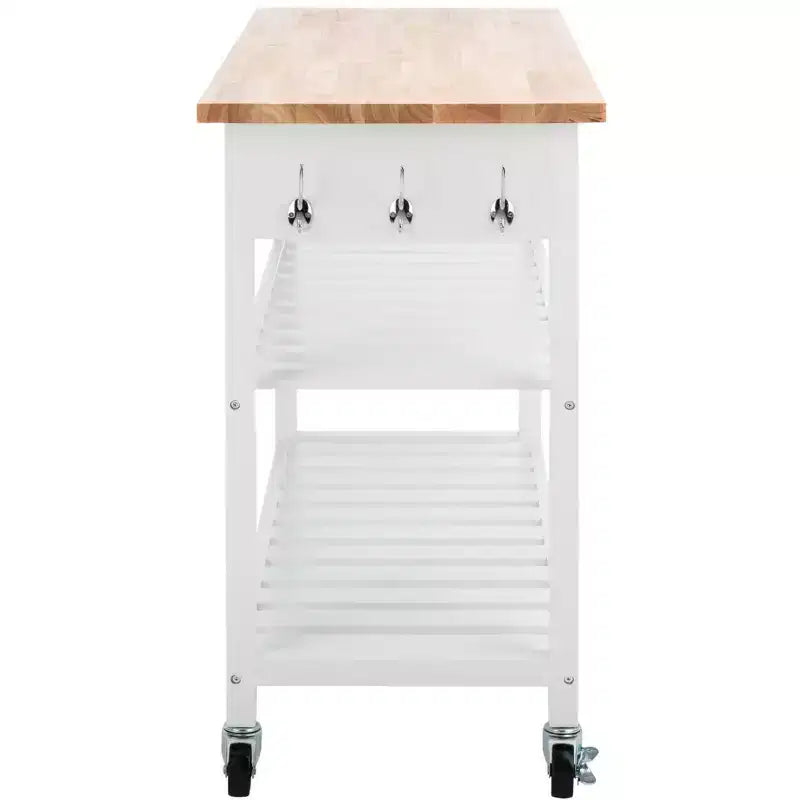 Carrello da cucina Kiko a 2 cassetti e 2 ripiani - KCH8704 - Bianco/Naturale