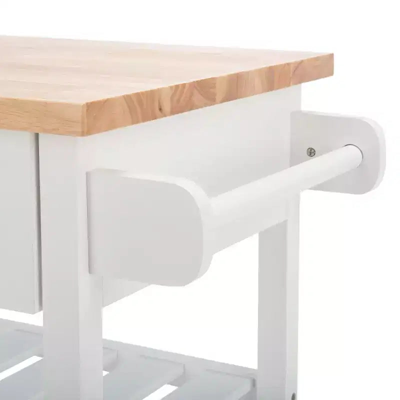 Carrello da cucina Kiko a 2 cassetti e 2 ripiani - KCH8704 - Bianco/Naturale