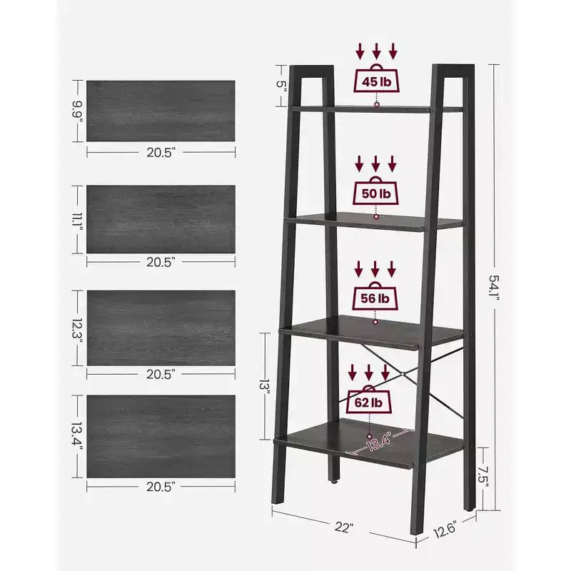 Scaffale a 4 ripiani a scala Libreria Scaffalatura Mobili Organizzazione Ripiani