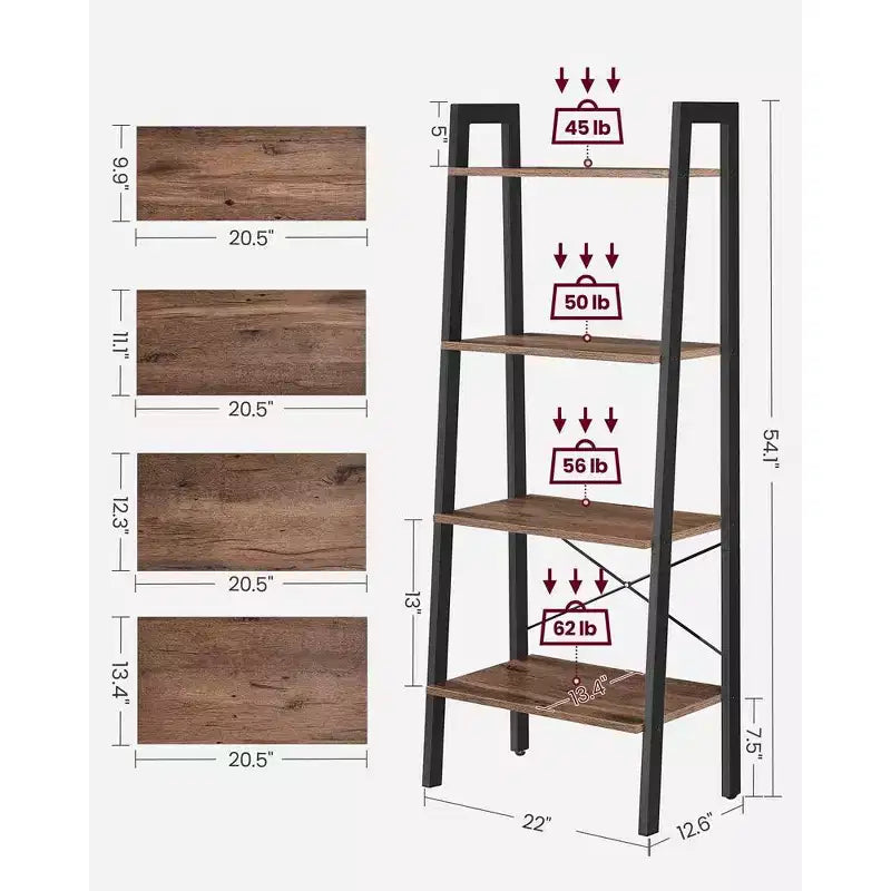 Scaffale a 4 ripiani a scala Libreria Scaffalatura Mobili Organizzazione Ripiani