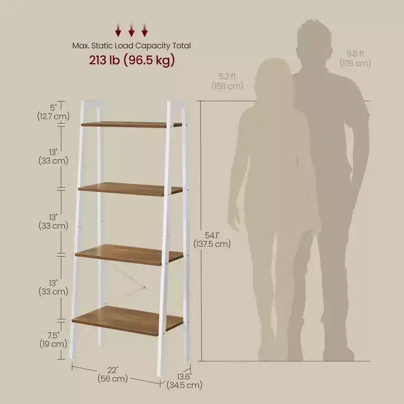 Scaffale a 4 ripiani a scala Libreria Scaffalatura Mobili Organizzazione Ripiani