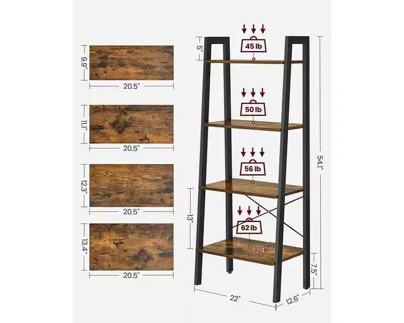 Scaffale a 4 ripiani a scala Libreria Scaffalatura Mobili Organizzazione Ripiani