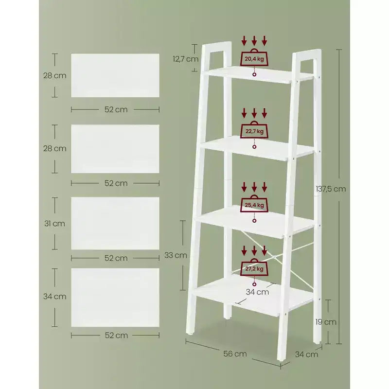 Scaffale a 4 ripiani a scala Libreria Scaffalatura Mobili Organizzazione Ripiani