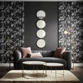 Modern Wall Mirror, Accent Mirror with Round Glass Panels, Wood & Metal Frame, Decorative Home & Office Decor for Living Room & Bedroom, 48 Black