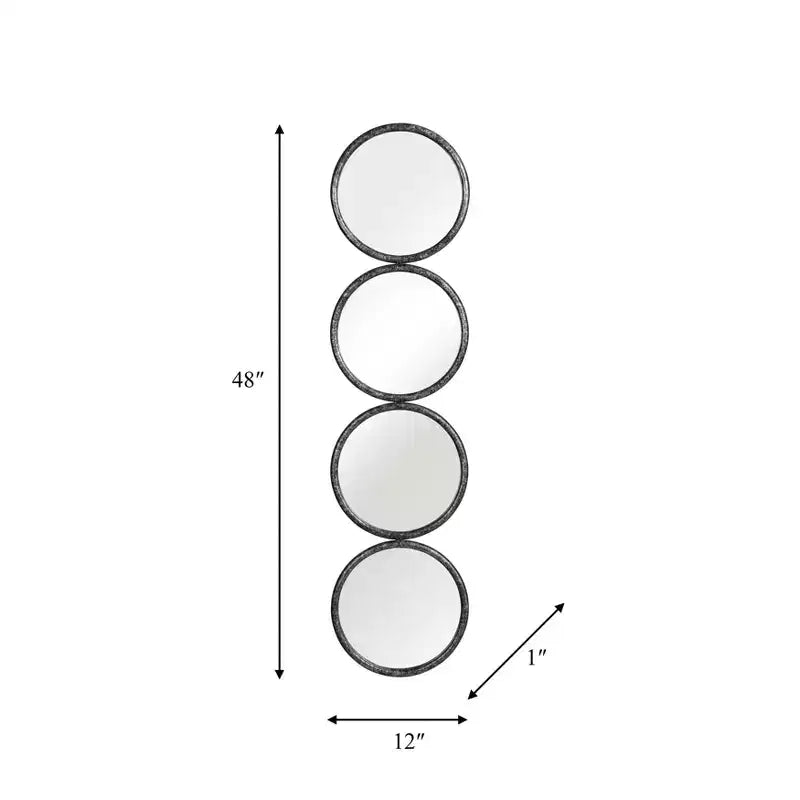 Specchio da parete moderno, specchio decorativo con pannelli in vetro rotondi, struttura in legno e metallo, decorazione decorativa per casa e ufficio per soggiorno e camera da letto, 48 nero