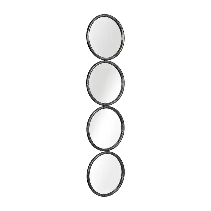 Specchio da parete moderno, specchio decorativo con pannelli in vetro rotondi, struttura in legno e metallo, decorazione decorativa per casa e ufficio per soggiorno e camera da letto, 48 nero