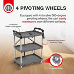 Carrello di servizio portatile multiuso a 3 ripiani pieghevole, grigio