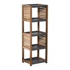 Scaffale a terra per biancheria da bagno con elementi in acacia - Legno grigio