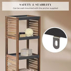 Scaffale a terra per biancheria da bagno con elementi in acacia - Legno grigio