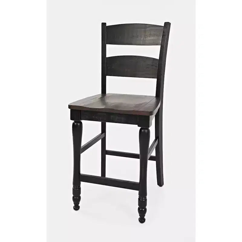 Sgabello da bancone con schienale a pioli (set di 2), nero