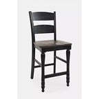 Sgabello da bancone con schienale a pioli (set di 2), nero