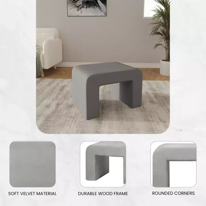 Panca moderna da 26" rivestita in velluto bouclé con seduta imbottita, seduta d'accento per soggiorno, camera da letto o ingresso