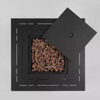 Tavolo Fuoco in Rattan, Tavolo Fuoco Quadrato in Vimini, Focolare Esterno Regolabile in Rattan Intrecciato per Giardino, Cortile