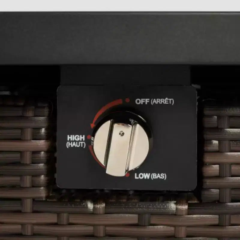 Tavolo Fuoco in Rattan, Tavolo Fuoco Quadrato in Vimini, Focolare Esterno Regolabile in Rattan Intrecciato per Giardino, Cortile