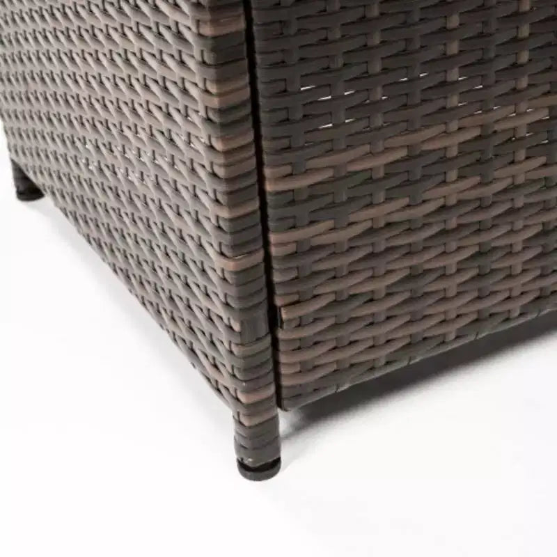 Tavolo Fuoco in Rattan, Tavolo Fuoco Quadrato in Vimini, Focolare Esterno Regolabile in Rattan Intrecciato per Giardino, Cortile