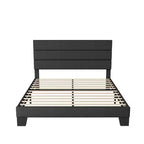 Struttura letto con testiera imbottita in tessuto e supporto a doghe in legno, base materasso completamente imbottita/Nessuna necessità di box spring