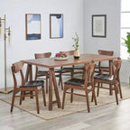 Set da pranzo Camilla 7 pezzi in similpelle e legno di caucciù