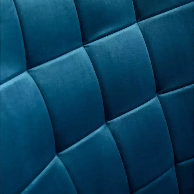 Poltrona accent Leiria in velluto liscio trapuntato con poggiapiedi, blu