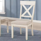 Sedie da pranzo imbottite Prato Wood Cross Back, bianco antico, set da 2