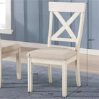 Sedie da pranzo imbottite Prato Wood Cross Back, bianco antico, set da 2