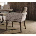 Roundhill Furniture Birmingham Script Printed Driftwood Finish Dining Arm Chair with Nail head, Set of 2