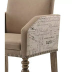 Sedia da pranzo con braccioli in finitura Driftwood e script Birmingham stampato, con borchie, set da 2