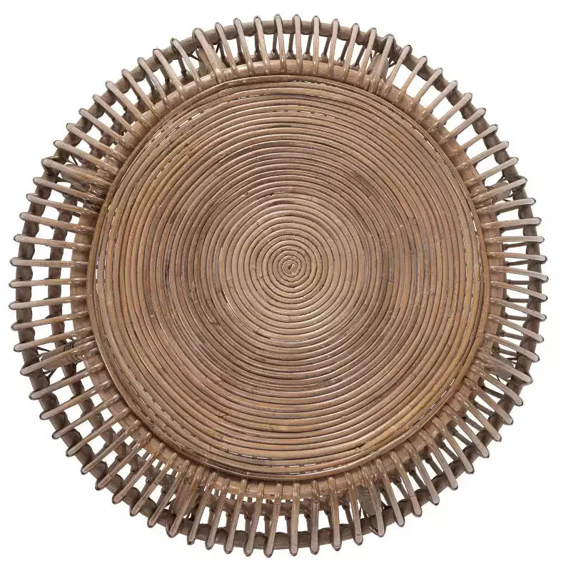 Tavolino Tondo Dag Rustic in Rattan, Naturale