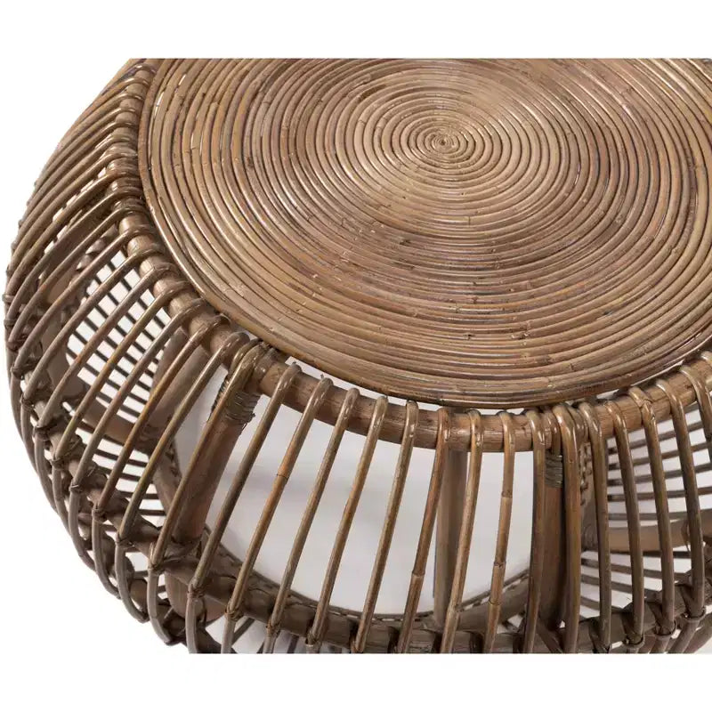 Tavolino Tondo Dag Rustic in Rattan, Naturale