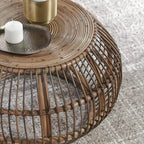 Tavolino Tondo Dag Rustic in Rattan, Naturale
