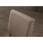 Sedia da pranzo in altezza bancone con stampa Birmingham Script e finitura Driftwood, con borchie, set da 2