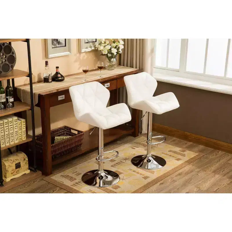 Sgabelli da bar idraulici regolabili in altezza Glasgow Contemporary Tufted, bianchi, set da 2
