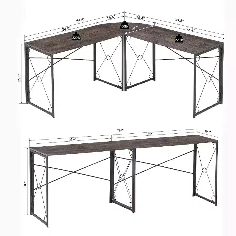 Scrivania angolare a L per computer, ufficio o studio, workstation di scrittura, tavolo da gioco da 150 cm
