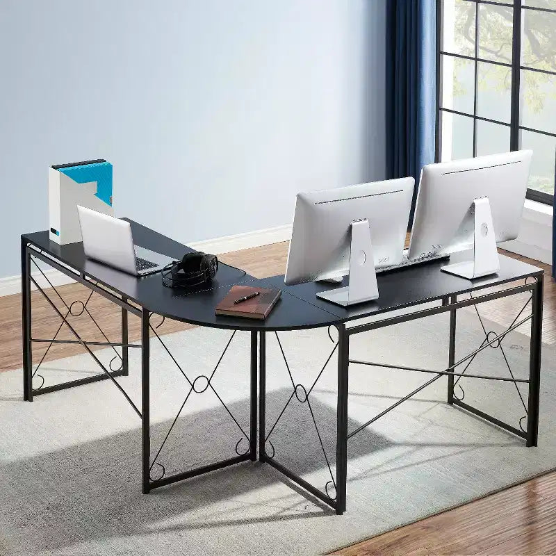 Scrivania angolare a L per computer, ufficio o studio, workstation di scrittura, tavolo da gioco da 150 cm