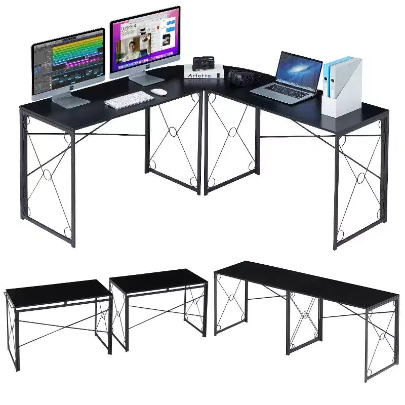 Scrivania angolare a L per computer, ufficio o studio, workstation di scrittura, tavolo da gioco da 150 cm