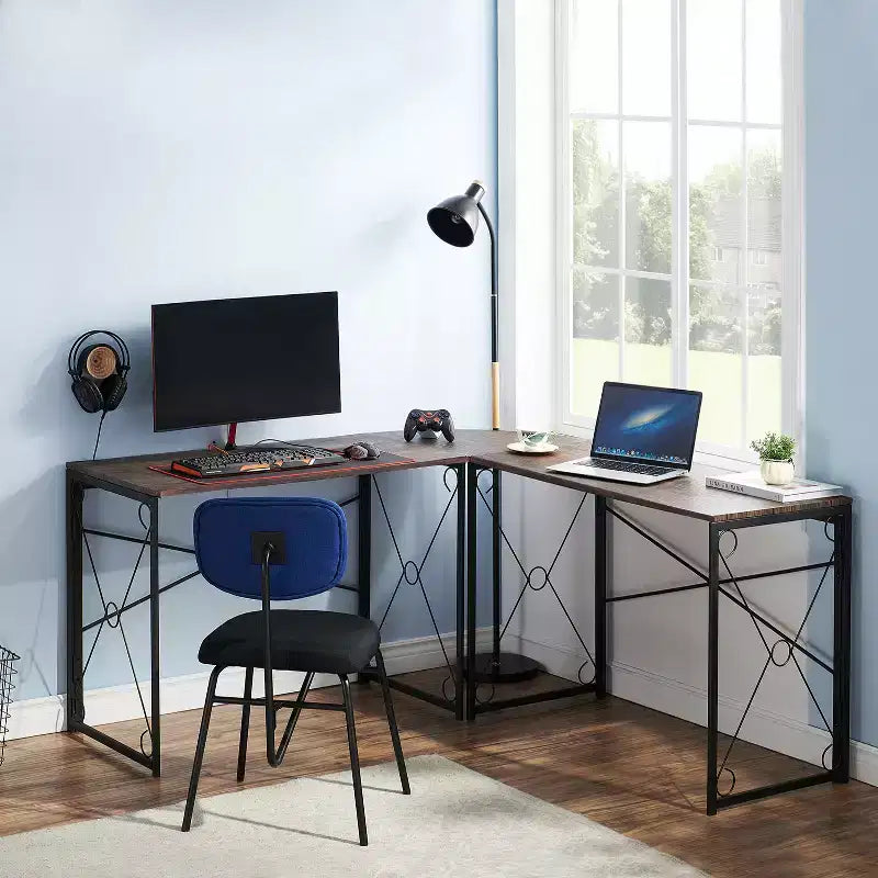 Scrivania angolare a L per computer, ufficio o studio, workstation di scrittura, tavolo da gioco da 150 cm