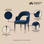 Set di 2 sedie da pranzo moderne Carrington in velluto con braccioli