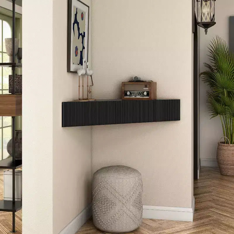Vondal Porta TV da Parete ad Angolo Moderno Metà Secolo a 3 Ripiani per TV fino a 50"