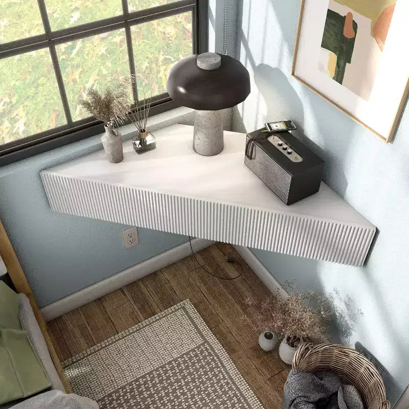 Vondal Porta TV da Parete ad Angolo Moderno Metà Secolo a 3 Ripiani per TV fino a 50"