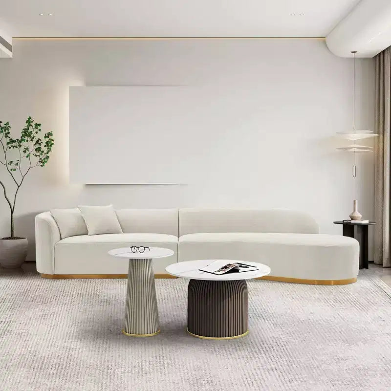 Divano componibile Daria rivestito in lino da 335 cm con cuscini - Manhattan