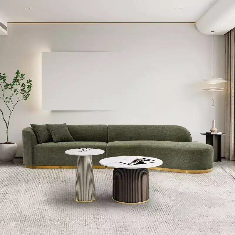 Divano componibile Daria rivestito in lino da 335 cm con cuscini - Manhattan