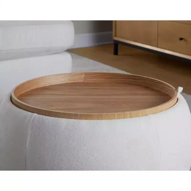 Pouf vassoio in tessuto naturale