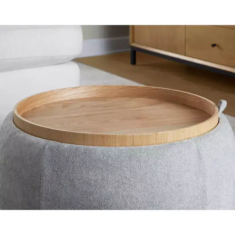 Pouf vassoio in tessuto naturale