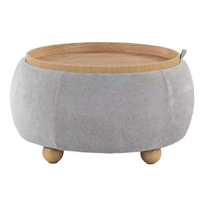 Pouf vassoio in tessuto naturale