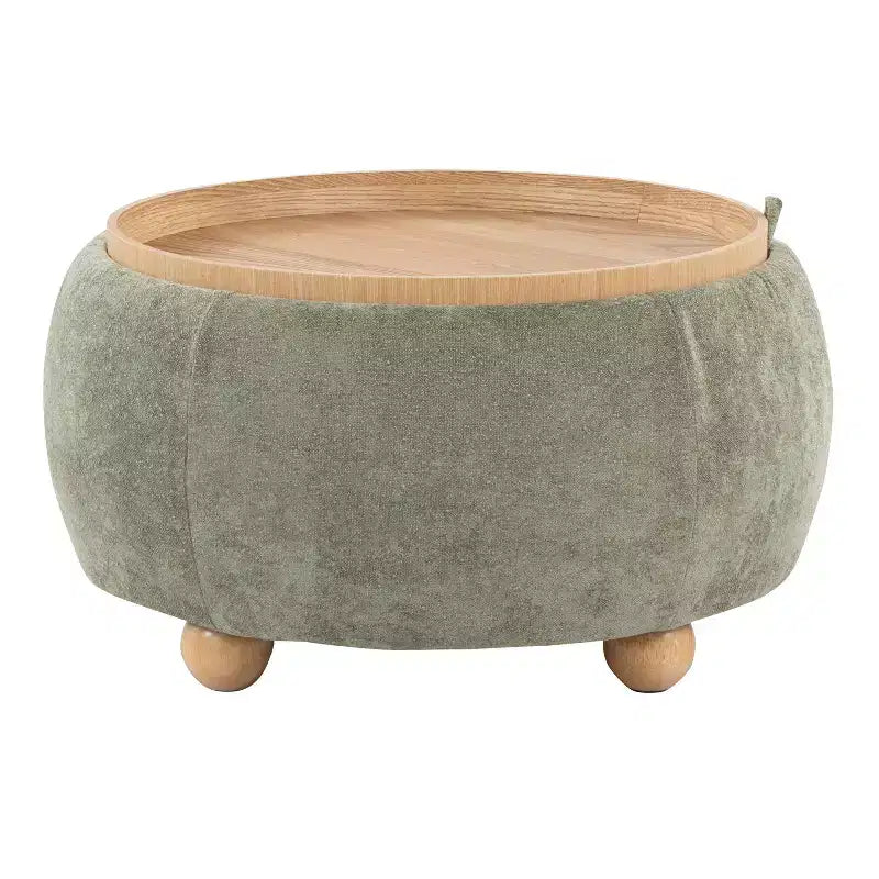 Pouf vassoio in tessuto naturale