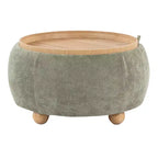Pouf vassoio in tessuto naturale