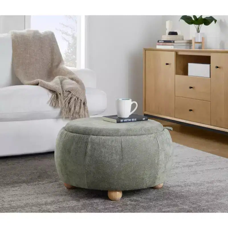 Pouf vassoio in tessuto naturale