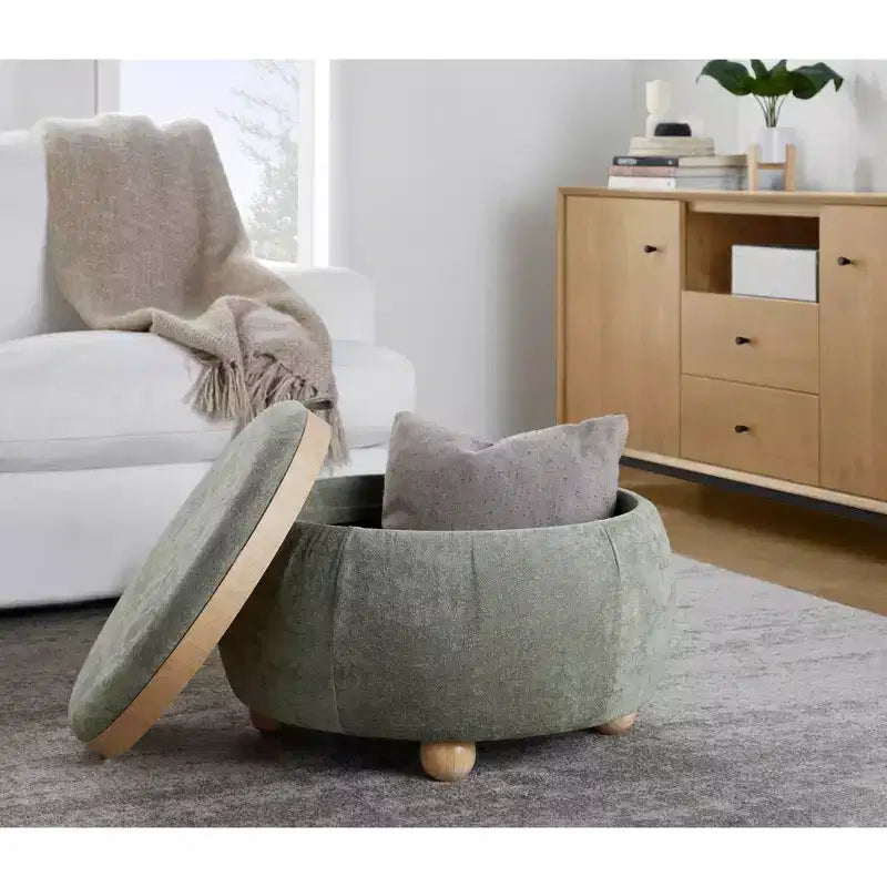 Pouf vassoio in tessuto naturale